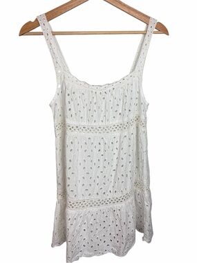 American Eagle White Cotton Eyelet Mini-dress, Small